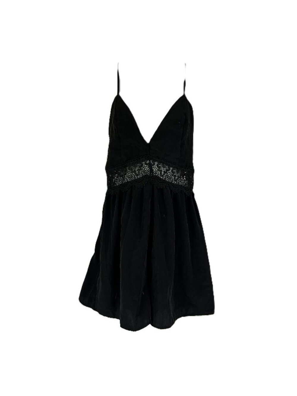 Love Tree Black Lace Trim Romper M NWT Open Back